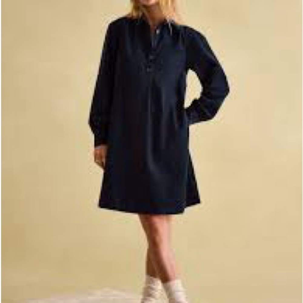 Joules Navy Corduroy Long Sleeve Dress